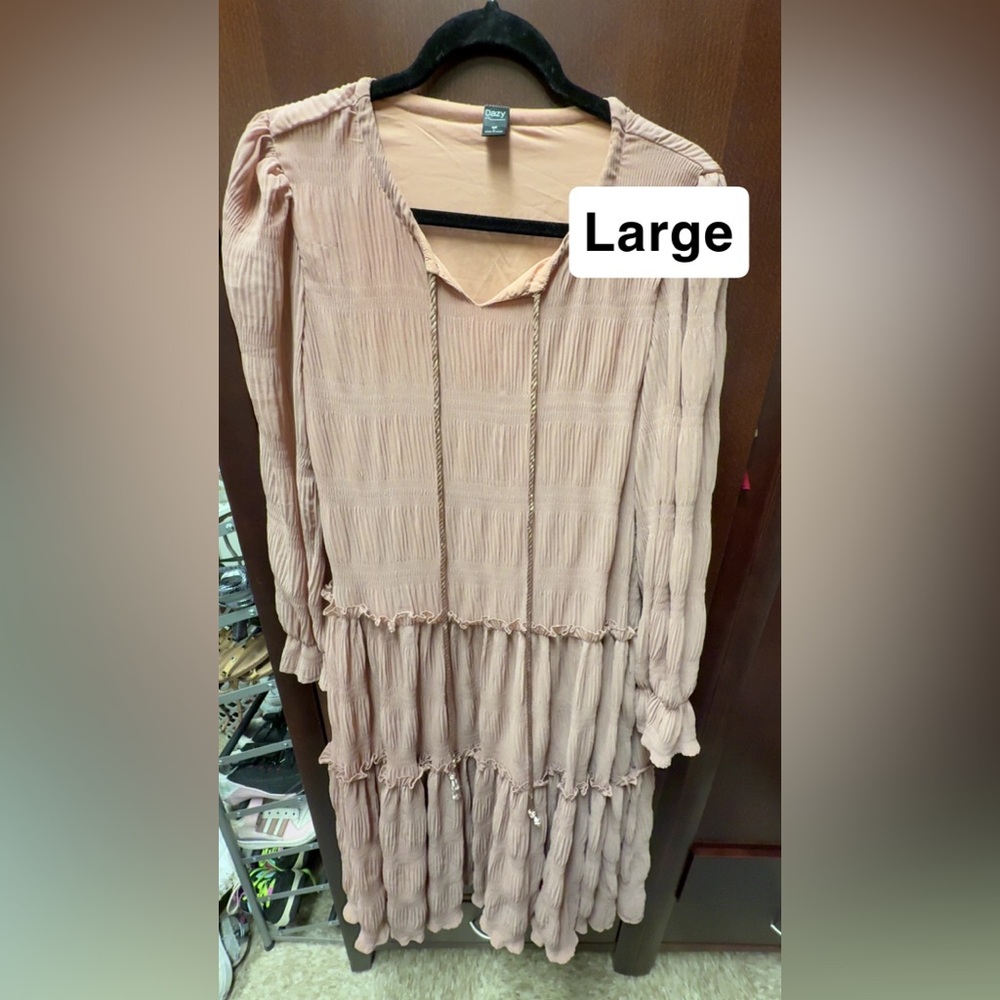 Pink Long Sleeve Dress - Large